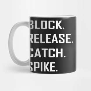 block release catch spike shirt Mug